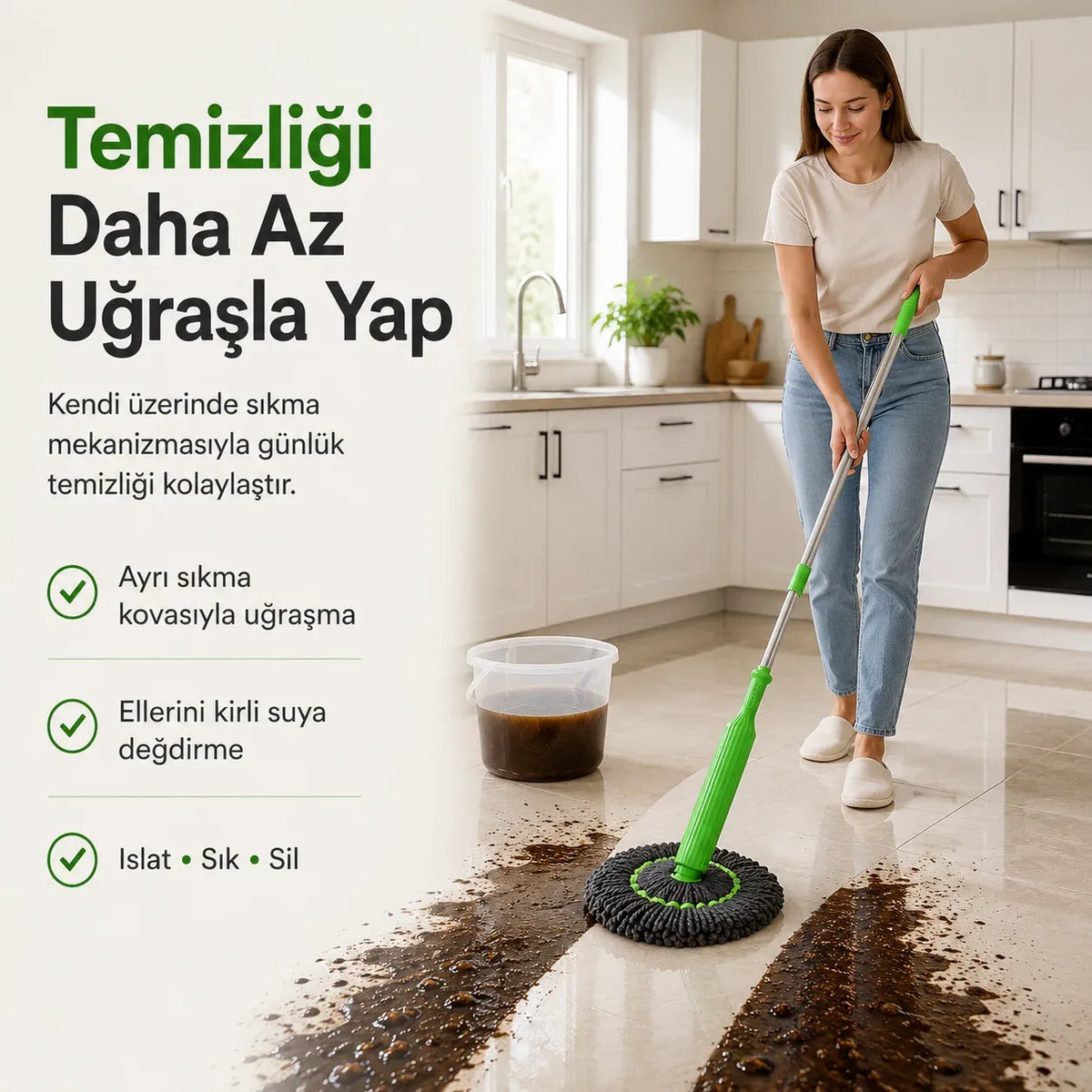 Purovila Kendinden Sıkmalı Mop